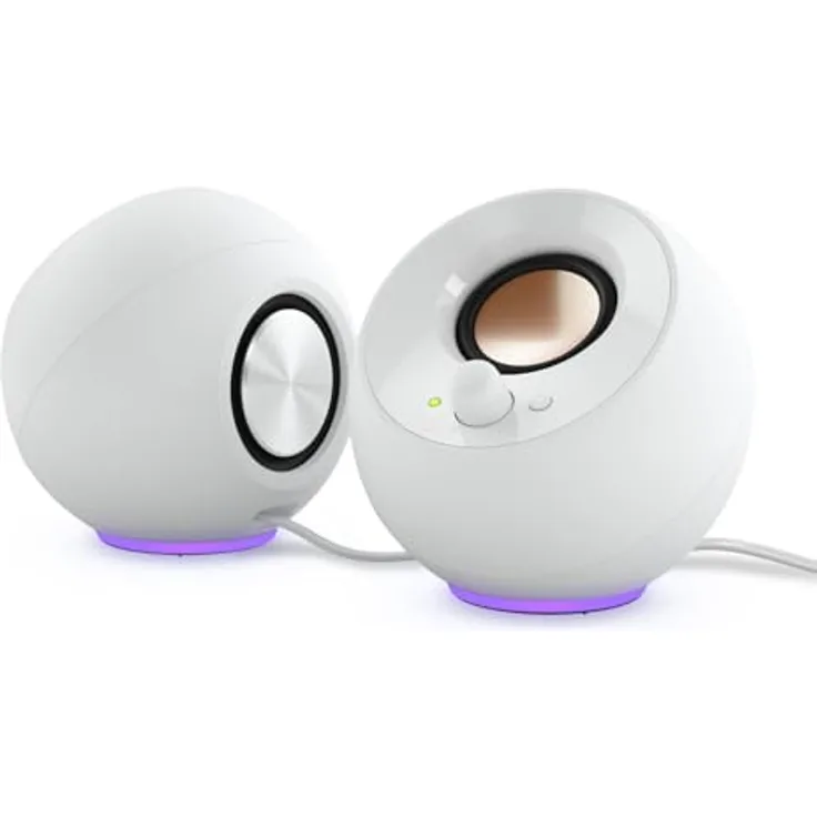 CREATIVE Pebble SE Minimalistischer 2.0 USB-C PC-Lautsprecher mit RGB-Beleuchtung in Weiß, bis zu 4.4W RMS-Leistung