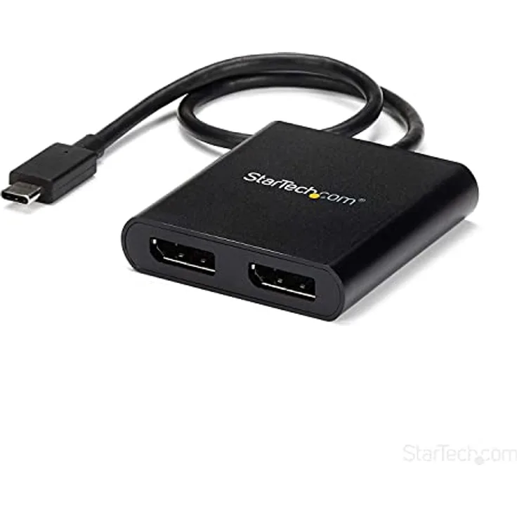StarTech.com USB-C auf Dual DisplayPort 1.2 Adapter, USB-C Multi-Monitor MST Hub, Dual 4K 30Hz/1080p 60Hz DP Laptop Display Extender / Splitter, extra langes integ. Kabel, nur Windows (MSTCDP122DP)