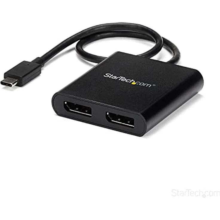 StarTech.com USB-C auf Dual DisplayPort 1.2 Adapter, USB-C Multi-Monitor MST Hub, Dual 4K 30Hz/1080p 60Hz DP Laptop Display Extender / Splitter, extra langes integ. Kabel, nur Windows (MSTCDP122DP) – Bild 1