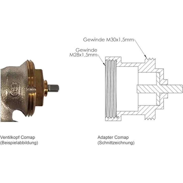 Eurotronic 700103 Comap Metalladapter für elektronische Heizkörperthermostate, Metall – Bild 2