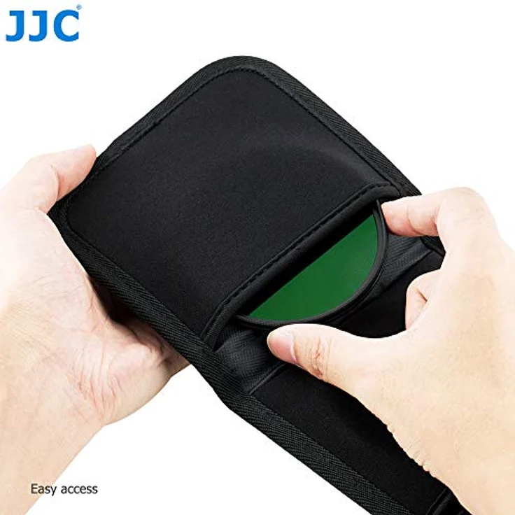 JJC Filtertasche mit 3 Fächern für Filter bis 82mm, wasserabweisend, inkl. Mikrofaser-Reinigungstuch und Gürtelschlaufe – Bild 4