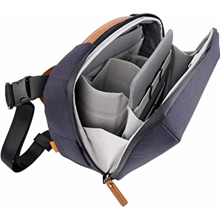 VANGUARD VEO City CB34, 8-Liter Crossbody-Kameratasche für spiegellose Kameras, blau, mit wasserdichtem Material und Regenschutz – Bild 4