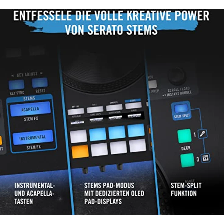 RANE FOUR Fortgeschrittener 4-Kanal Stems DJ-Controller - 8.5" Jogwheels mit Displays, DJ-Mixer mit internen FX, enthält Serato DJ Pro & Pitch ‘n Time DJ – Bild 2