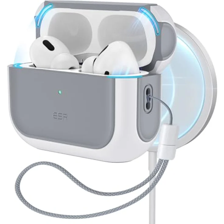 ESR Airpods Pro 2 Hülle mit HaloLock, Kompatibel mit MagSafe, Hybrid Sturzschutz, Weiß – Bild 1
