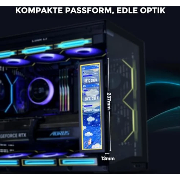 Lian Li 8.8 Universalbildschirm, 8,8 Zoll IPS-LCD-Display mit 1920 x 480 Auflösung und ARGB-Beleuchtung, weiß – Bild 3