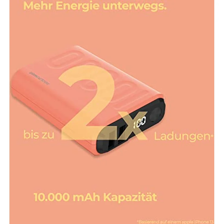 RealPower PB-10000 PowerPack PD Ladeset Powerbank mit 22.5W Power und 10.000mAh Kapazität, Nano USB-C Ladegerät, Schnellladekabel, kompatibel mit iPhone ProMax, iPad, Samsung Galaxy, Google Pixel usw. – Bild 2
