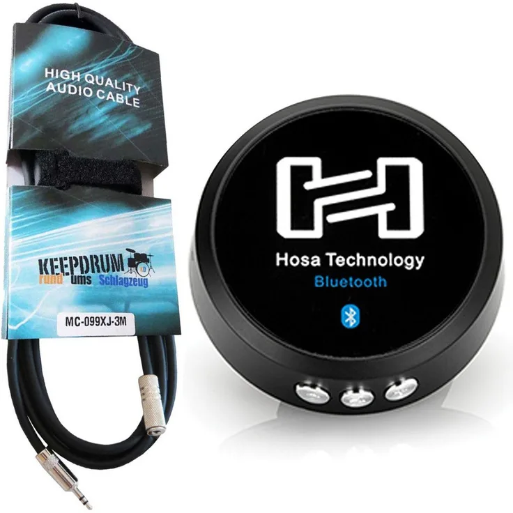 Hosa Audio IBT-300, Bluetooth Empfänger mit 3.5mm Kabel und 10 Stunden Akkulaufzeit, inkl. 3m Verlängerungskabel schwarz