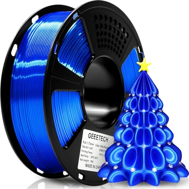GEEETECH Silk PLA Filament, Silk Yoal Blue, 1,75 mm, 1 kg, für 3D-Drucker, verzugsfrei und hochpräzise – Bild 2