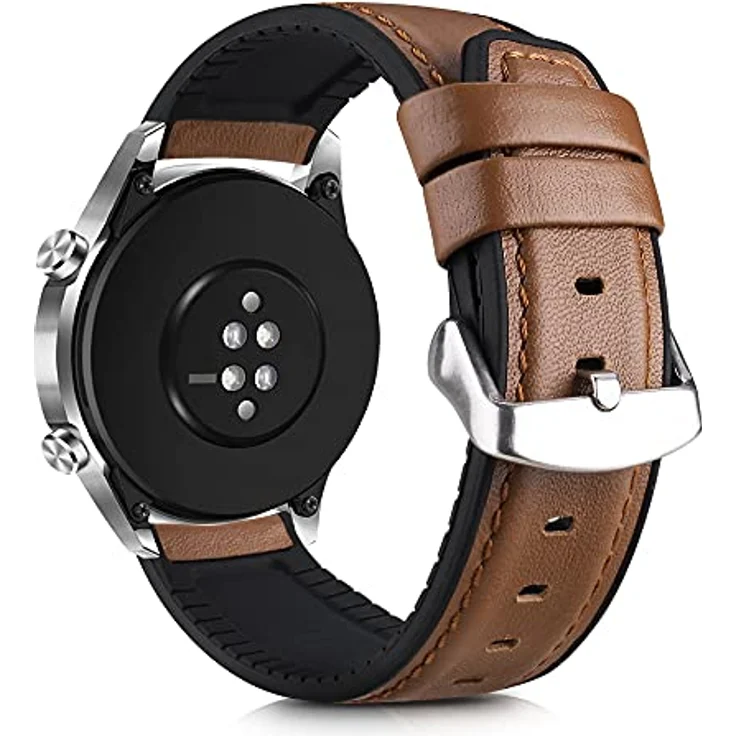 kwmobile Leder Uhrenarmband für Huawei Watch GT/GT2/GT3 (46mm) - Ersatzarmband mit Uhrenverschluss, braun schwarz, einzigartige Patina und variable Größe (14,7 - 22 cm) – Bild 2
