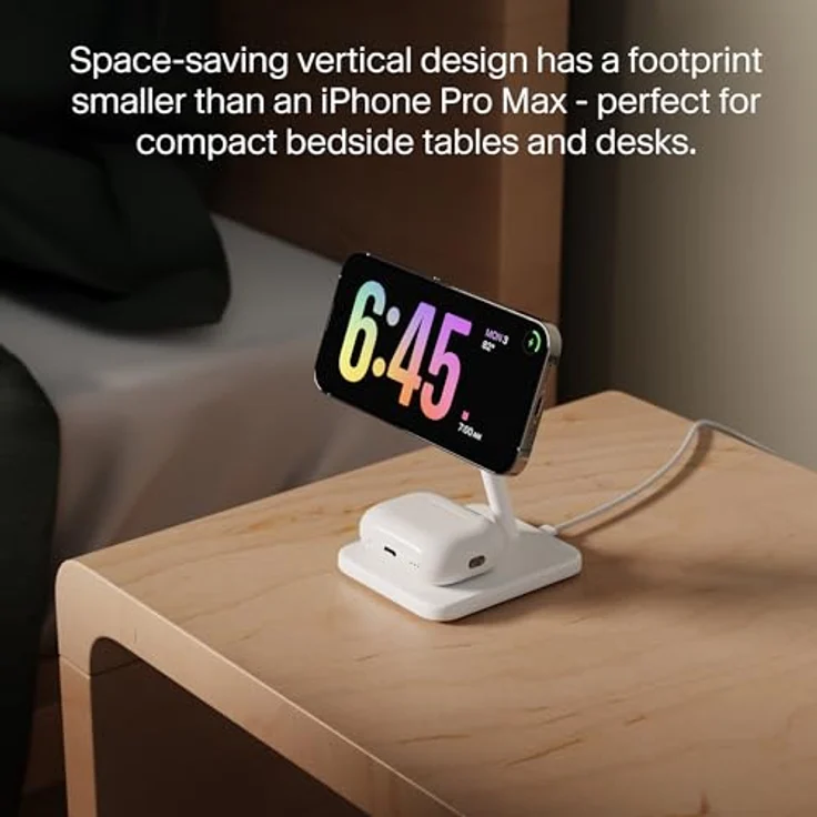 TwelveSouth HiRise 2 Deluxe (Qi2), 2-in-1 Wireless Charger mit 15W MagSafe, Weiss – Bild 3