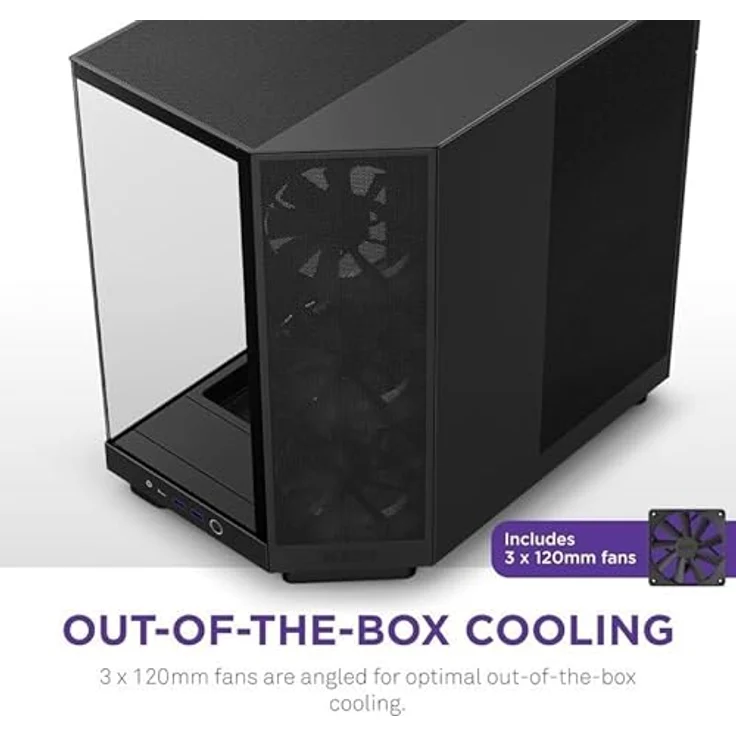 NZXT H6 Air Flow Mid Tower (ATX), PC Gehäuse, Schwarz, mit 3x 120 mm installierten vorderen Ventilatoren – Bild 6