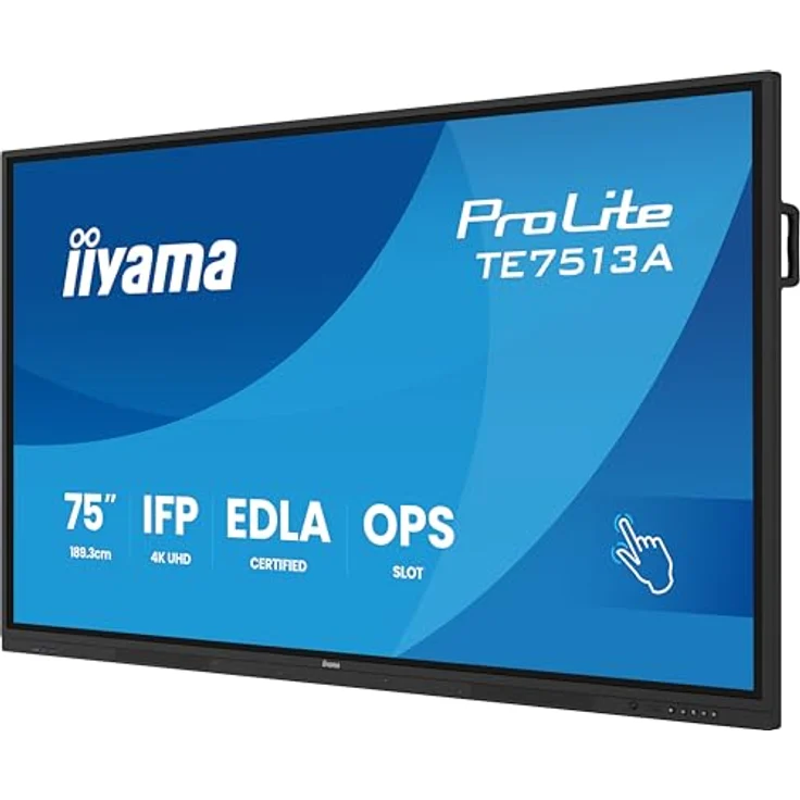 iiyama Prolite TE7513A-B1AG 189.3cm 75" IPS LED Large Format Display 4K UHD 40 Touchpunkte PureTouch-IR⁺ HDMI DP USB-C USB3.2 RS-232c RJ45 HDMI-Out 7H OPS WiFi Android 14 OS iiControl NFC AntiGlare, Schwarz – Bild 3