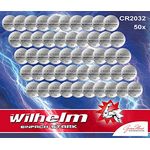 50 x Knopfzelle CR2032 Wilhelm Batterie Lithium 3V CR 2032 Industrieware