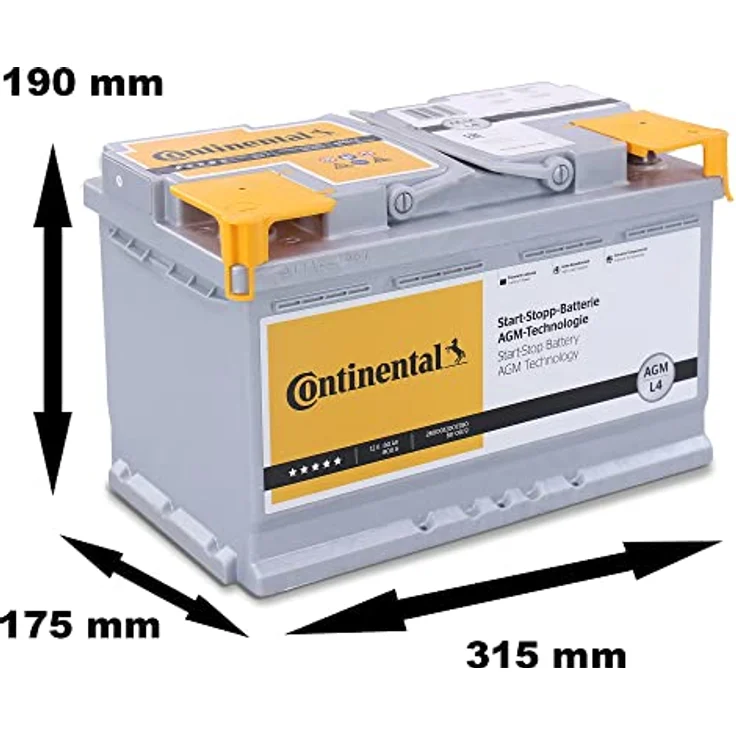 Continental Starterbatterie Start-Stop 12V 80Ah 800A/EN L4, AGM-Batterie für Fahrzeuge mit Start-Stopp-Funktion – Bild 2