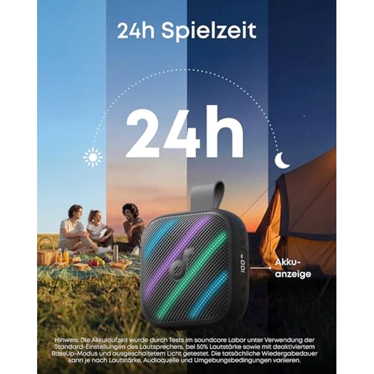 soundcore Boom Go 3i, tragbarer Bluetooth-Lautsprecher mit 15W Sound, 24h Spielzeit, IP68 wasserfest, RGB Lichtshow und Powerbank-Funktion (Schwarz) – Bild 3