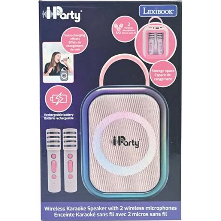 Lexibook BTC030PK, Kabelloser Karaoke-Lautsprecher mit 2 Mikrofonen, Bluetooth-Verbindung, tragbares Design, rosa – Bild 5