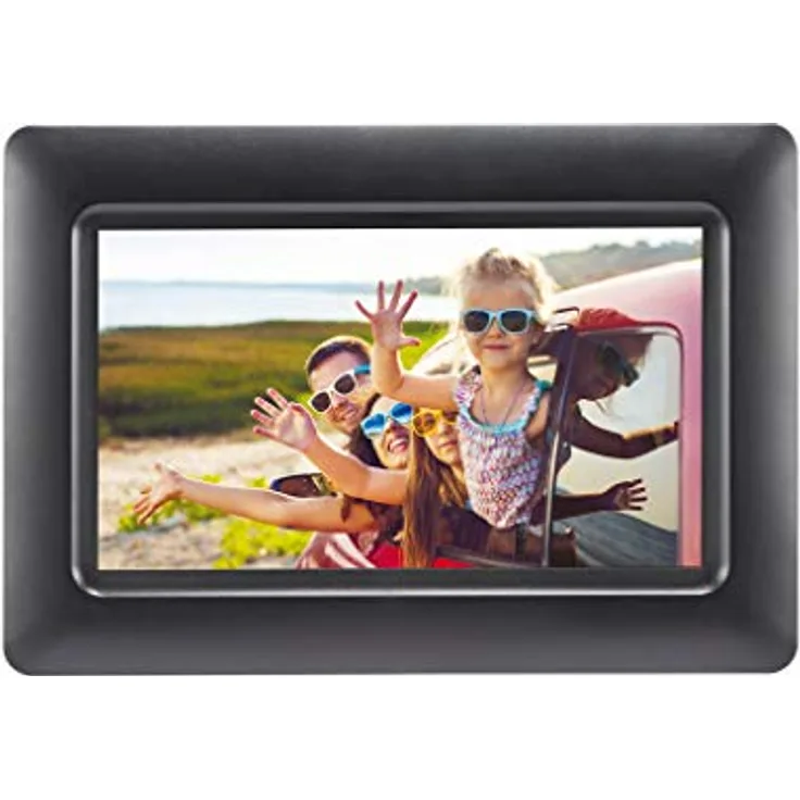 AgfaPhoto Foto Realiview APF700 – Digitaler Bilderrahmen 7 Zoll (LED 1024 x 600, Fotoanzeige, Uhr, Kalender, programmierbar) schwarz