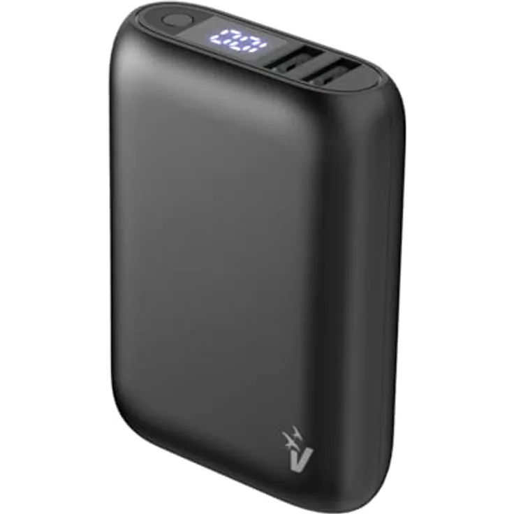 Vultech VPB-WP10BK Power Bank 10000 mAh, LCD-Display, USB-A, Type-C, Quick Charge 3.0, Schwarz