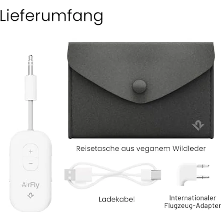 Twelve South AirFly Pro Deluxe, Bluetooth-Audio-Transmitter für Klinke/USB-C, Weiß – Bild 5