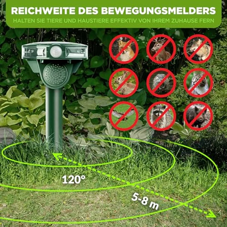 ISOTRONIC Ultraschall Solar Tiervertreiber, Katzenschreck, Hundeschreck, Wildtiere | 5m Reichweite | einstellbare Frequenz | 1 Stück – Bild 4