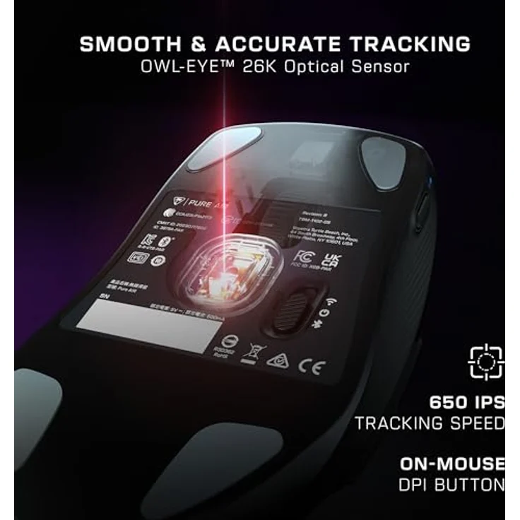 Turtle Beach Pure Air Ultraleichte RGB-Gaming-Maus, 26.000 DPI, 125h Akkulaufzeit - Schwarz – Bild 4