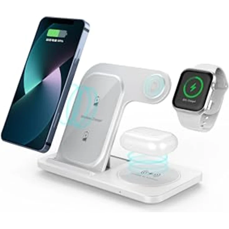 ENGELMANN EnM0640, 3 in 1 Induktive Ladestation Wireless Charger (15W, Schwarz) – Bild 2