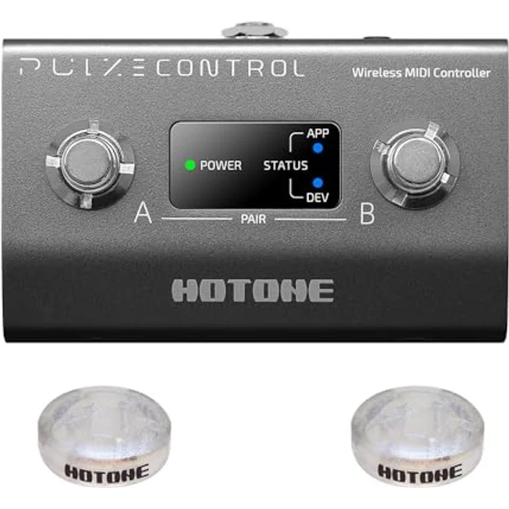 HOTONE BT MIDI Fußcontroller Pedal, 2-Tasten Wireless Controller mit Bluetooth und wiederaufladbarem Akku, bis zu 12 Stunden Laufzeit – Bild 1