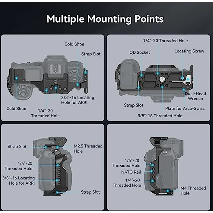 SMALLRIG Z8 Camera Cage für Nikon Z 8, Verdrehsicheres Design, Video-Vlog-Vollkäfig aus Aluminiumlegierung, mit Schnellwechselplatte für Arca-Swiss, für Landschaftsfotografie, Hochzeitsvideo – 3940 – Bild 4