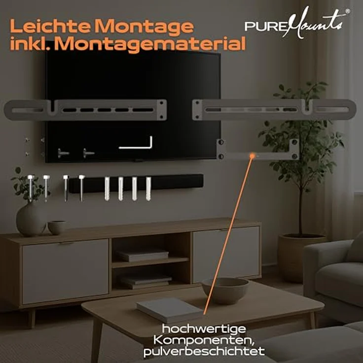 PureMounts Lautsprecher Wandhalterung für Sonos Arc, schwarz – Bild 7