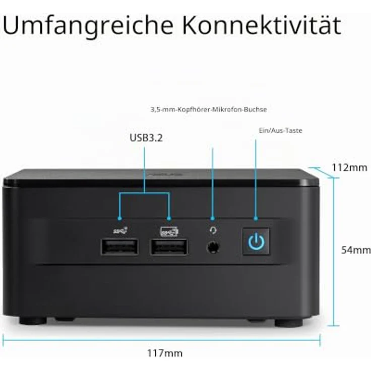 ASUS NUC 13 Pro Kit - Core i7-1360P, kompakter Mini-PC mit 12-Kern Prozessor, max. 64 GB RAM, kein Betriebssystem, WiFi 6E, erweiterbar – Bild 2