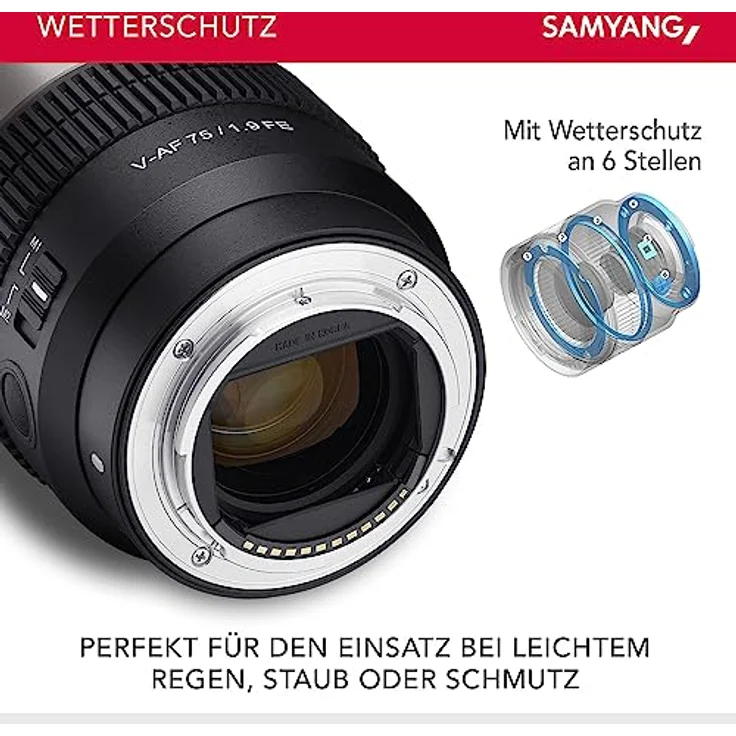 Samyang V-AF 75mm T1,9 FE für Sony E, Videoobjektiv, Auto Fokus Objektiv, Cine Lens 8K Unterstützung, Anamorphic kompatibel, Custom Switch und Custom Button – Bild 4
