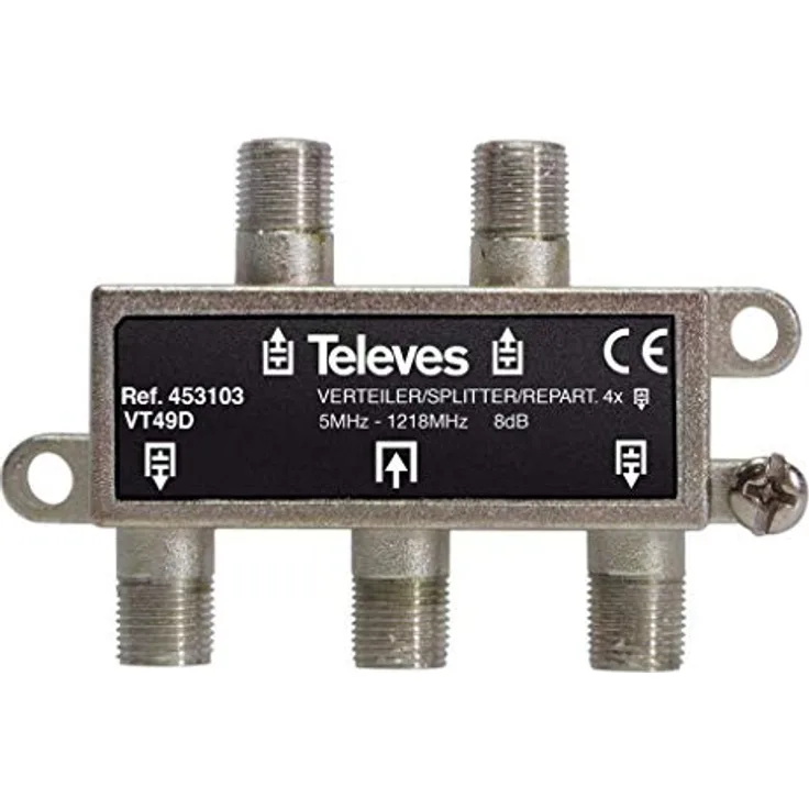 Televes VT49D 4-Wege-Verteiler, 5-10 VD: 9dB (VT49D)