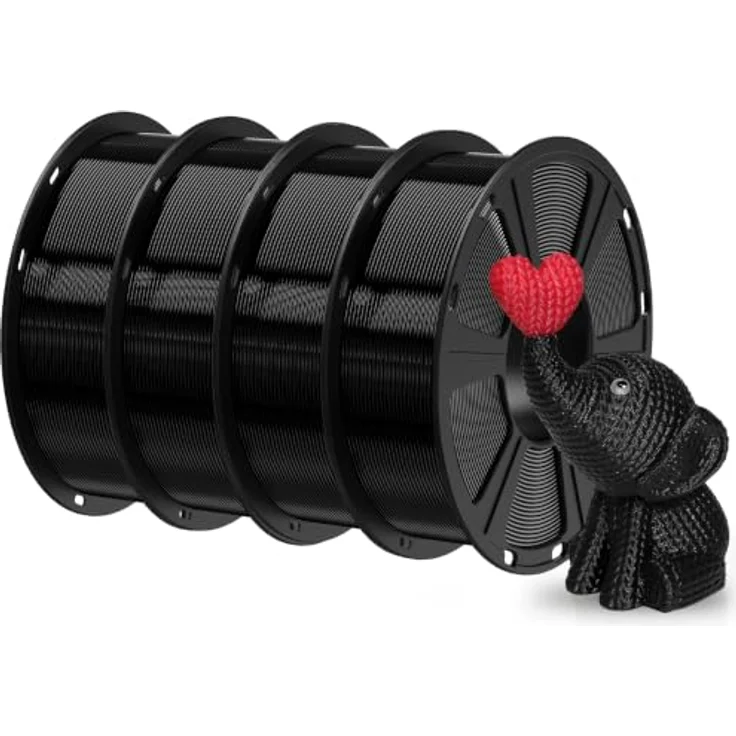 GEEETECH PETG Filament 1.75 mm, Schwarz, Hochfestes 3D Drucker Filament, 4kg Spule, Verwicklungsfrei und korrosionsbeständig – Bild 1