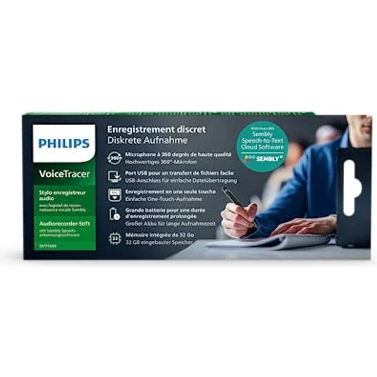 DVT1600 Philips VoiceTracer Audiorecorder-Stift mit cloudbasierter Spracherkennung von Sembly – Bild 2