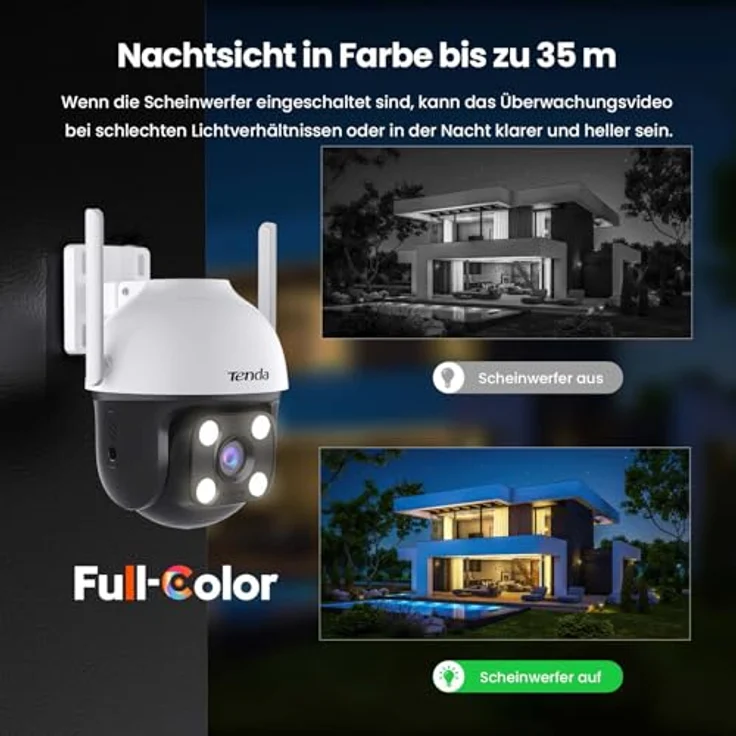 Tenda CH7 Überwachungskamera Aussen WLAN 2K+ mit 4MP, Nachtsicht in Farbe, 2-Wege Audio, AI Personen- und Fahrzeugerkennung, Ton- und Lichtalarm, APP/Web-Steuerung – Bild 5