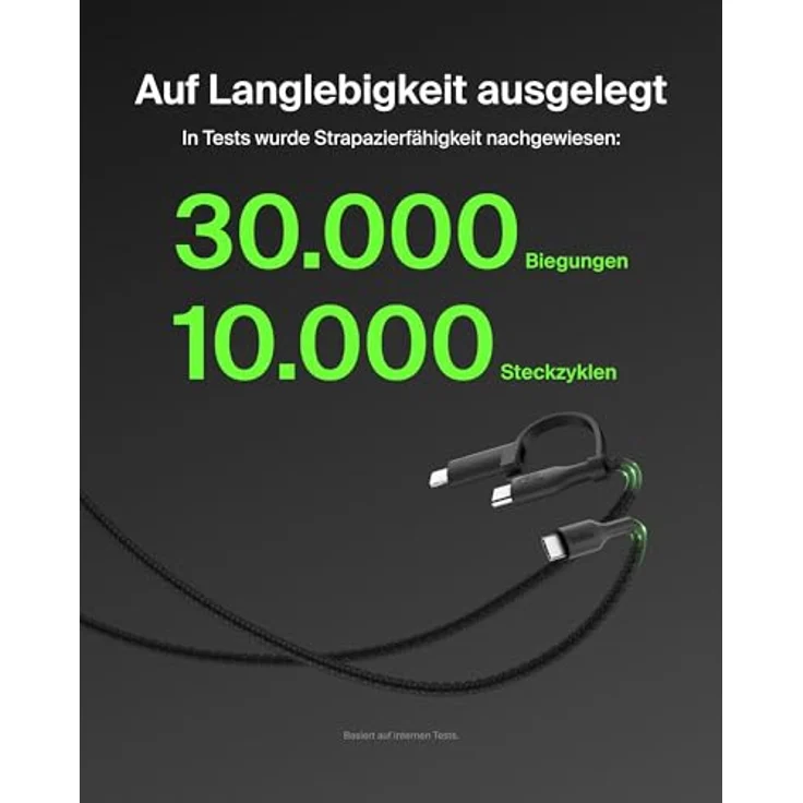 Belkin BoostCharge Pro, Multifunktions-USB Kabel 2-in-1 mit USB-C und Lightning Connector, 1,5m, Schwarz, 60W Schnellladung, Datenübertragung bis 480 Mbps – Bild 6