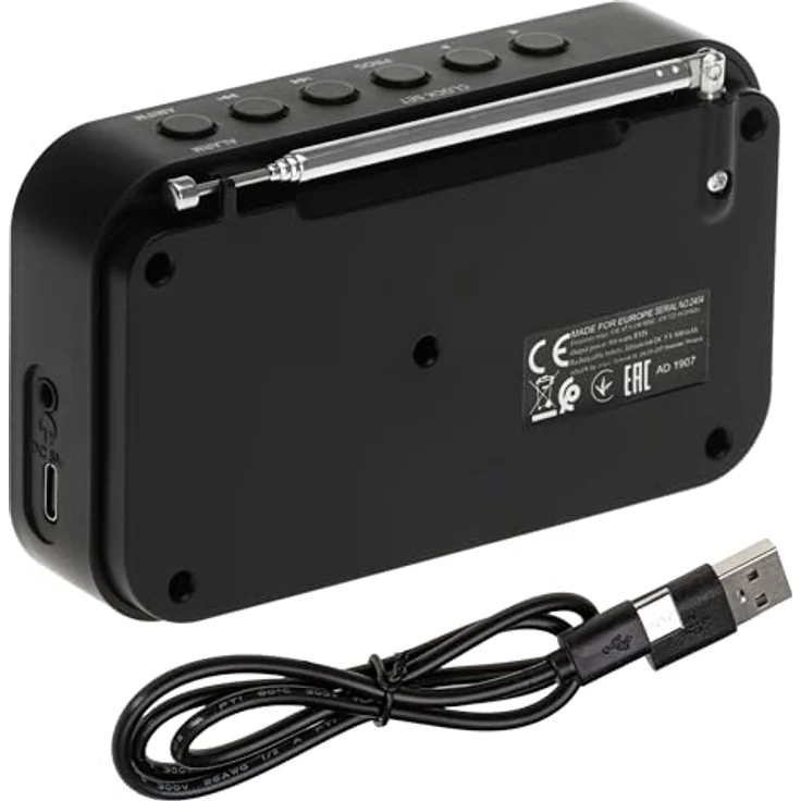 Adler AD 1907 PLL AM/FM-Digitalradio, modernes Radio mit Weckerfunktion, USB-C-Anschluss, weiß/schwarz – Bild 6