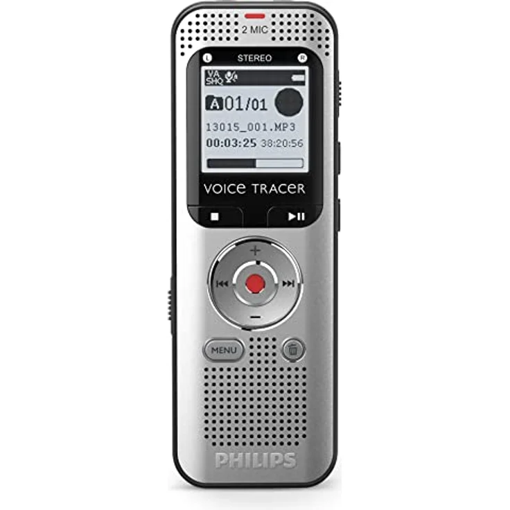 Philips VoiceTracer DVT2015 digitales Diktiergerät Audiorecorder Aufnahmegerät, Stereo MP3, 8GB mit Cloud-Spracherkennung – Bild 3