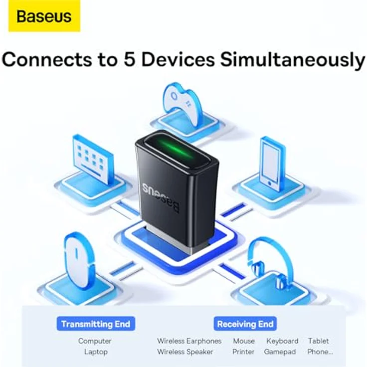Baseus BA07 - Bluetooth 5.3 USB-Adapter für Computer, 5 Geräte, in Schwarz – Bild 3