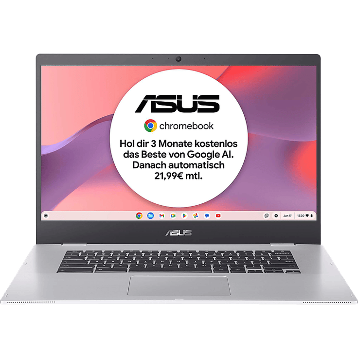 ASUS Chromebook CX1 CX1500CKA-EJ0160, Laptop mit 15,6 Zoll Full HD Display, Intel Celeron N4500, 4 GB RAM, 128 GB eMMC, UHD Graphics, Silber, Google ChromeOS