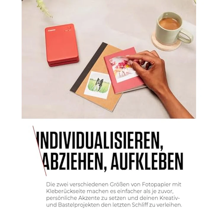 Canon SELPHY QX20 mobiler Fotodrucker - WLAN, Thermosublimationsdruck, 2 Größen Stickerpapier, USB-C Laden, Dunkelgrau – Bild 4