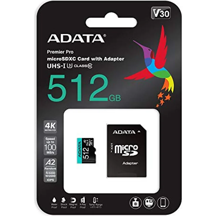 ADATA Premier Pro 512GB microSDXC-SDHC UHS-I U3 Class 10(V30S) Speicherkarte, schwarz – Bild 4