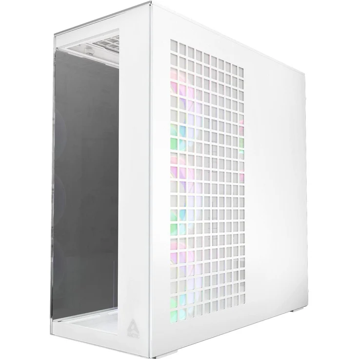 Arctic Cooling ACPCC00017A White, Midi Tower PC-Gehäuse für ATX-Mainboards, mit Sichtfenster und fünf Lüfterplätzen, vorinstalliertes Netzteil