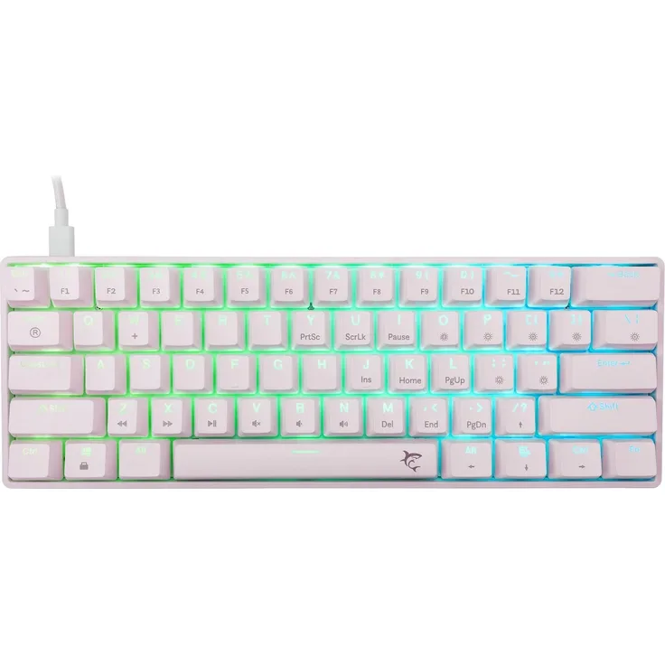 White Shark SHINOBI-2, Mechanische Gaming-Tastatur mit Blue Switches, RGB-Beleuchtung, Kabelgebunden, Weiss, 61 Tasten