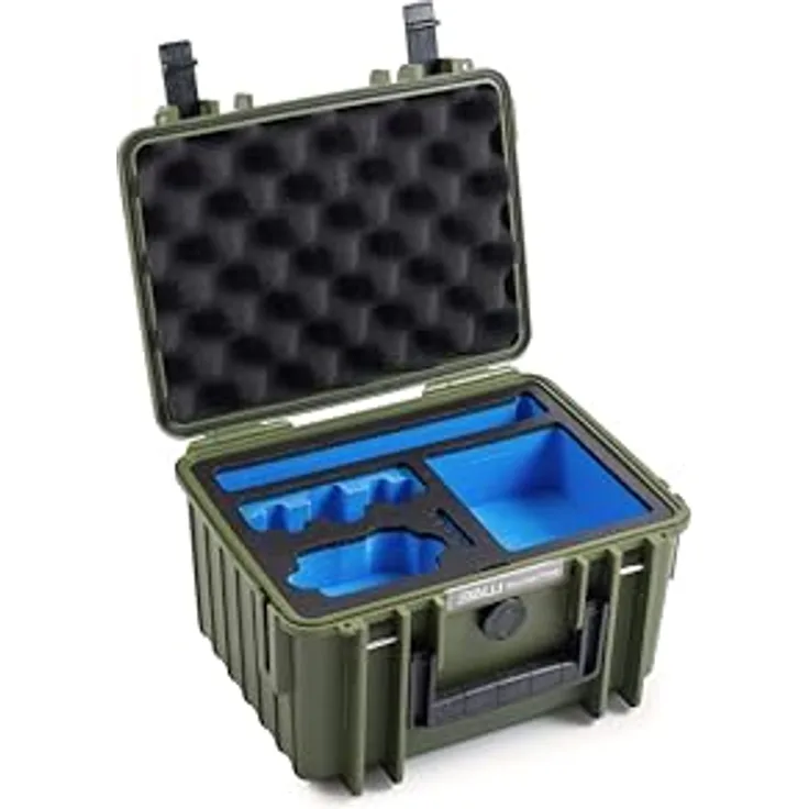 B & W International Transportkoffer, robuster Transportkoffer aus Polypropylen, wasserdicht und temperaturstabil, schwarz/blau, 6,6 Liter Volumen