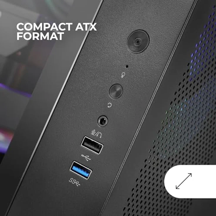 Mars Gaming MCV-ONE, ATX Gaming-Gehäuse mit durchgehendem gehärtetem Doppelglas, 12cm FRGB-Rücklüfter, Zwei-Kammer-Struktur, kompakter Mid-Tower, Wasserkühlung bis 240mm, Schwarz – Bild 5
