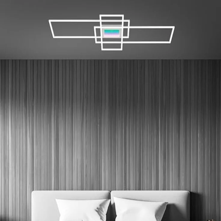 BRILONER LED Deckenlampe mit Infinity Spiegel, 3D Tunneleffekt, Dimmbar, CCT, Fernbedienung, 110x42 cm, Alufarbig – Bild 4