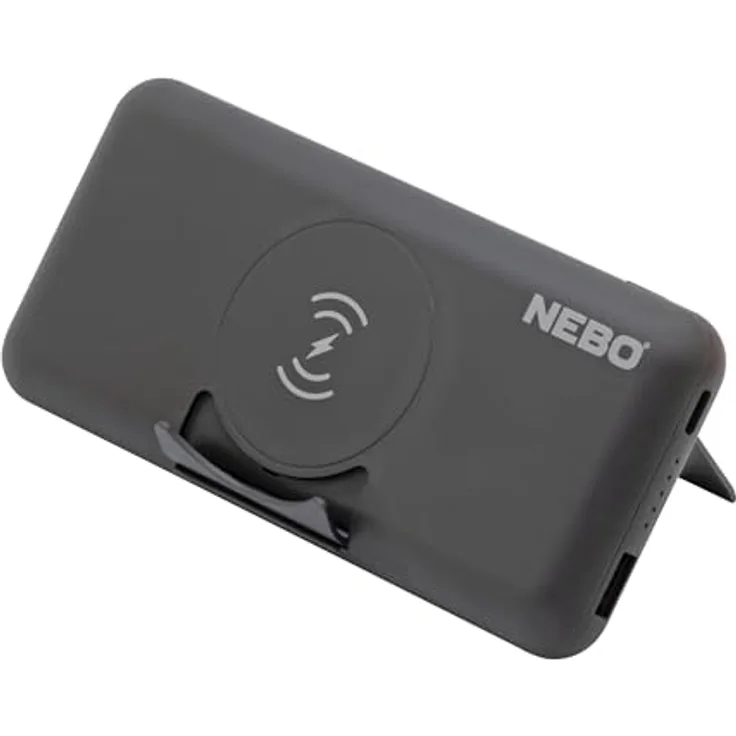 NEBO 10K Powerbank, Kabellos, 10.000mAh, Schnellladefunktion, integrierte Digitalanzeige und Ständer, Travel Essentials