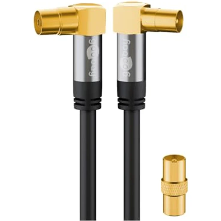 TV Antennenkabel (135 dB Typ), 4X geschirmt Vergoldet, Koax-Buchse 90° > Koax-Stecker 90° (2,0 m) – Bild 2