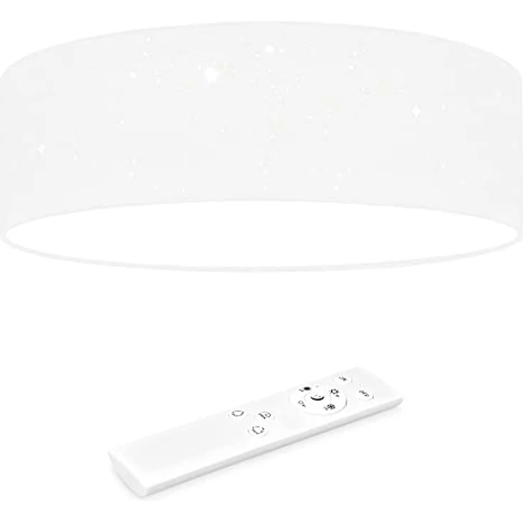 Navaris LED Deckenleuchte 40cm - Dimmbar Farbtemperaturwechsel Fernbedienung - 22W Stoff Weiß Sternenhimmel - Smarte Deckenbeleuchtung – Bild 1